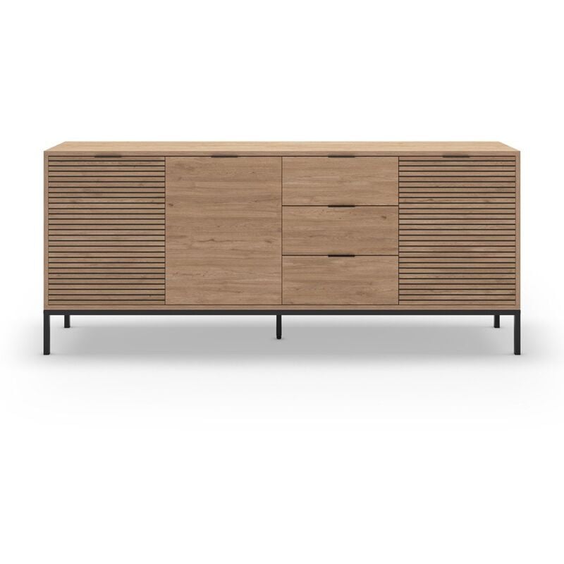 Buffet 3 portes 3 tiroirs et pieds en métal Ariel - L180 cm - Calicosy