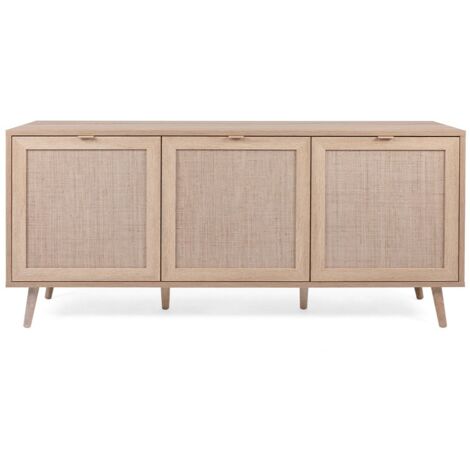 CALICOSY - Buffet 3 portes L150 cm - Impression Rotin - Bali - Bois clair