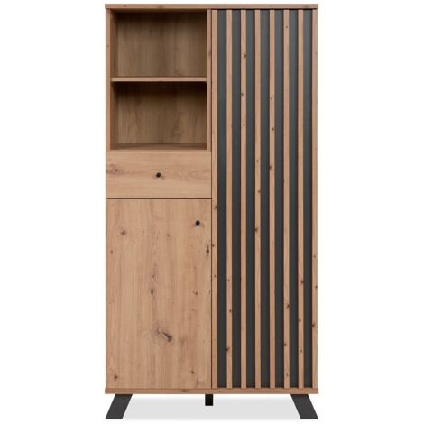 CALICOSY - Buffet haut 2 portes, 2 niches et 1 tiroir H156 cm - LUBLIN