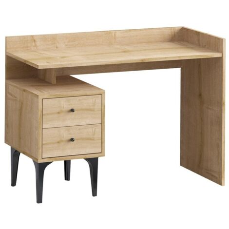 CALICOSY - Bureau avec rangement 2 tiroirs décor bois chêne L100 cm - PUUK