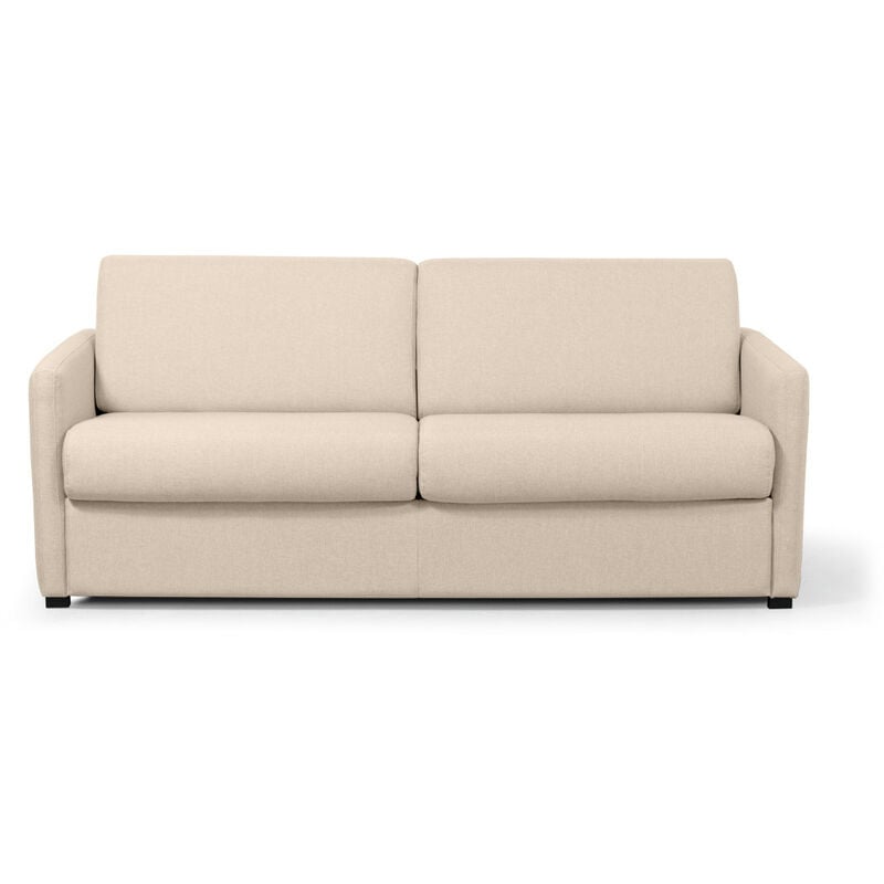 Usinestreet - Canapé Convertible 3 places agathe en Tissu - Epaisseur 13cm - Beige, Couchage - 140 x 190 cm