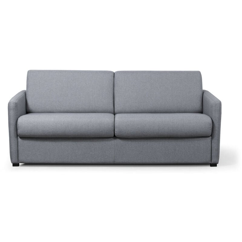 Usinestreet - Canapé Convertible 3 places agathe en Tissu - Epaisseur 13cm - Gris clair, Couchage - 140 x 190 cm - Gris clair