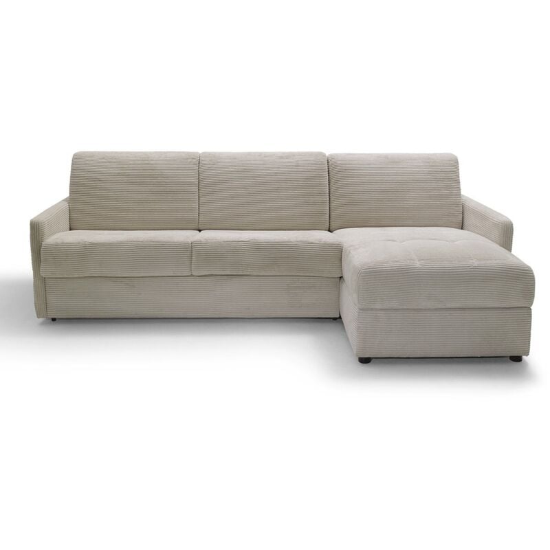 Calicosy - Canapé lit d'angle 3 places en velours côtelé - L260 cm - belluno