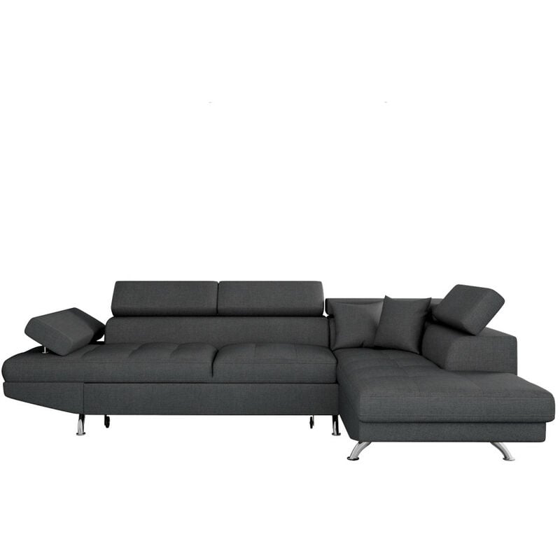 Usinestreet - Canapé d'angle rio Convertible avec coffre en tissu - Angle Droit, Gris foncé