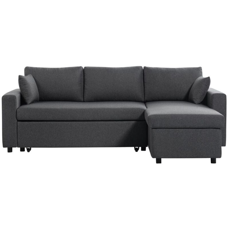 Usinestreet - Canapé d'Angle maria Réversible et Convertible avec Coffre en tissu - Gris foncé