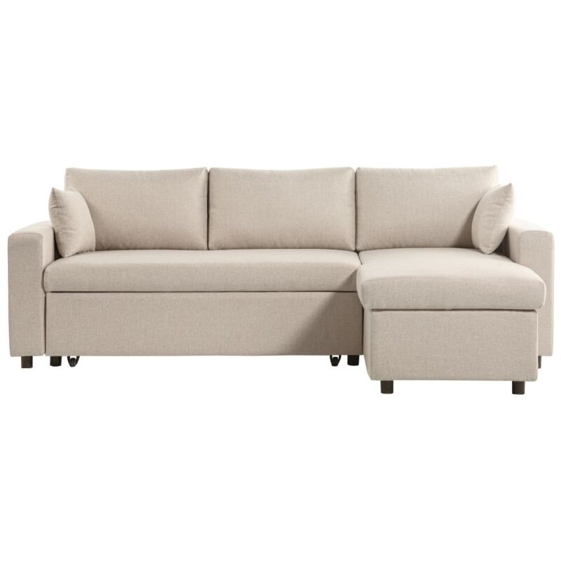 Usinestreet - Canapé d'Angle maria Réversible et Convertible avec Coffre en tissu - Beige