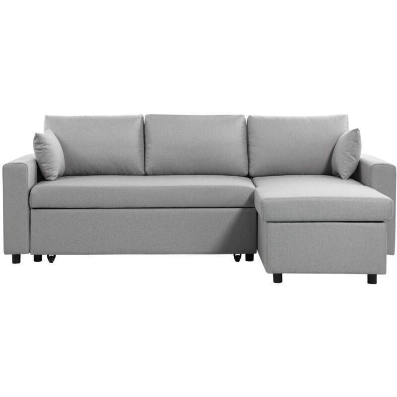 Canapé d'angle MARIA Réversible et Convertible avec Coffre en tissu - Gris clair