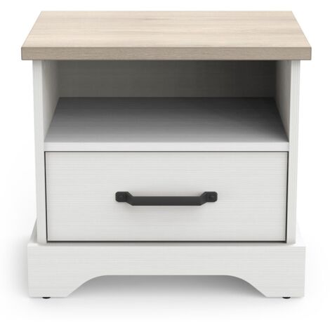 CALICOSY - Chevet 1 tiroir et 1 niche blanche Cottage - L47,3 cm
