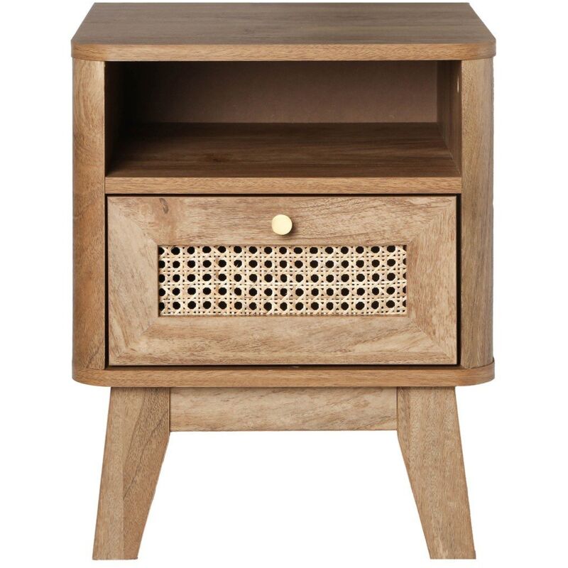 Chevet 1 Tiroir Façade Rotin et 1 Niche L39 cm - palmo - Calicosy