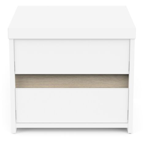 CALICOSY - Chevet 2 tiroirs décor chêne kronberg et blanc mat L43,1 cm - CLYDE