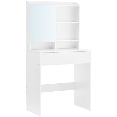 VASAGLE CALICOSY - Coiffeuse 1 tiroir et 3 étagères avec miroir - H136 cm