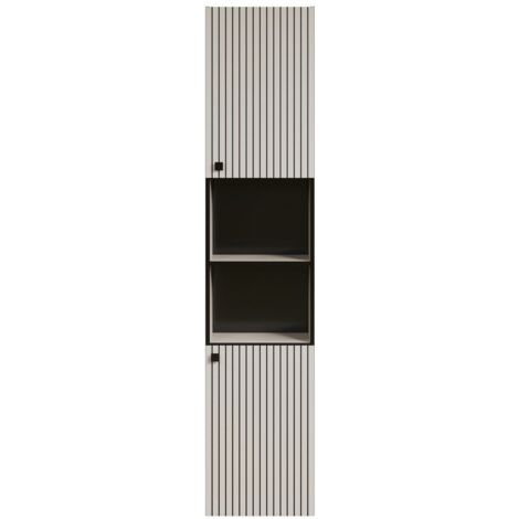CALICOSY - Colonne de salle de bain rainurée 2 portes, 2 niches H186 cm - PUREBLISS