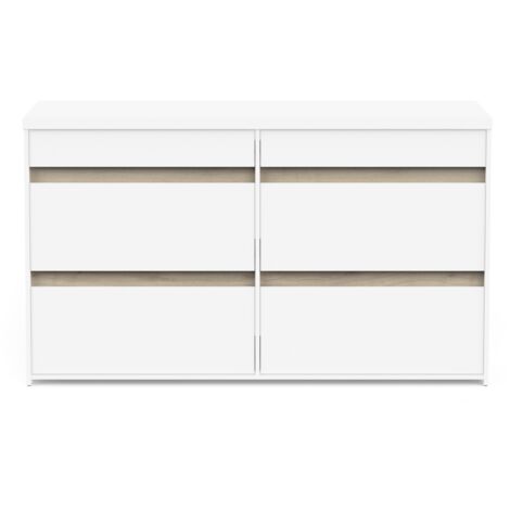CALICOSY - Commode 6 tiroirs décor chêne kronberg et blanc mat - CLYDE