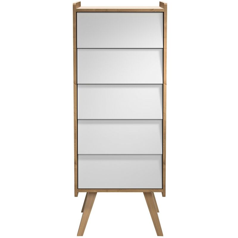 Commode chiffonnier 5 tiroirs L50 cm - Vintage - CaliCosy - Blanc