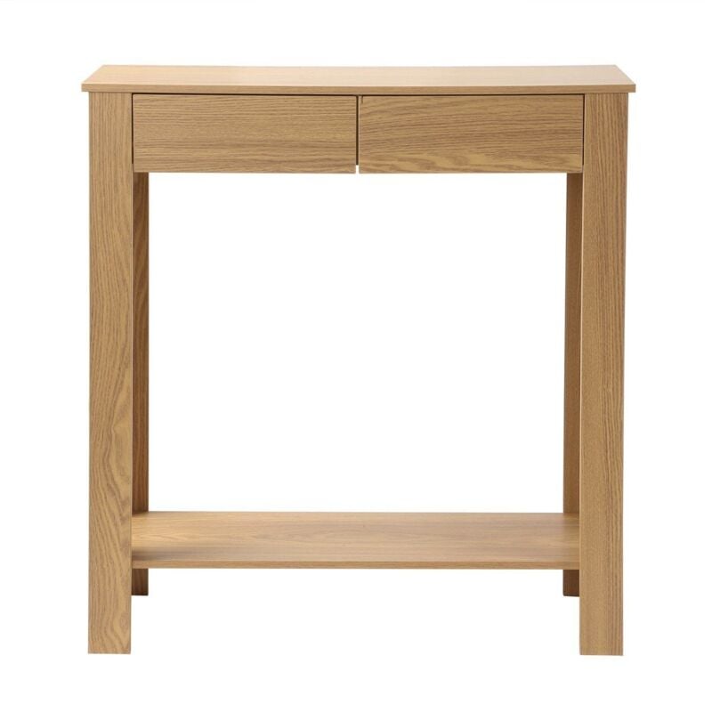 Calicosy - Console Haute 2 Tiroirs Décor Chêne - L79 cm