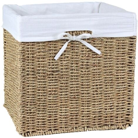 CALICOSY - Cube de rangement pliable en jonc de mer 32 x 32 x 32 cm