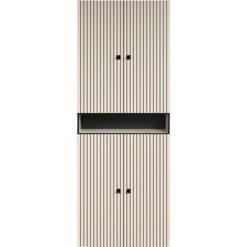 Double colonne de salle de bain rainurée 4 portes et 1 niche L70 cm -purebliss - Calicosy