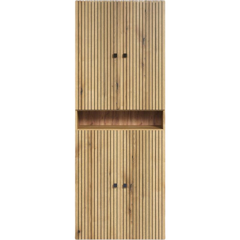 Calicosy - Double colonne de salle de bain rainurée 4 portes et 1 niche L70 cm -purebliss