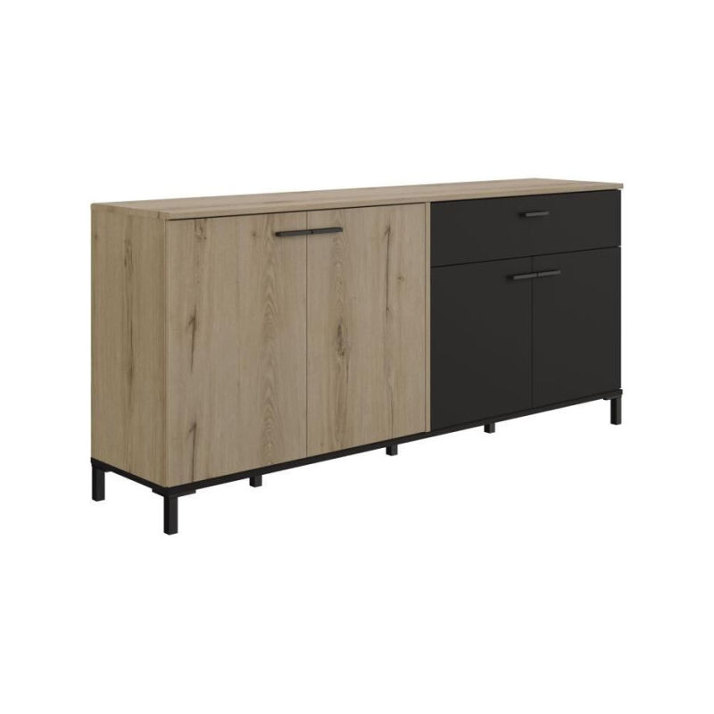 Calicosy - Enfilade - trust - Chene / Noir - 4 portes - 1 tiroir - gami