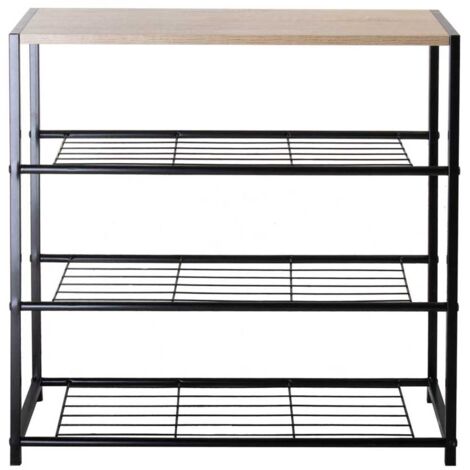 Calicosy – Étagère à chaussures 4 niveaux en acier – Dimensions L63 x P30 x H63 cm – Structure robuste en acier et MDF – Pour rangement optimisé