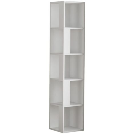 CALICOSY - Etagère d'angle 5 tablettes blanc H161 cm - Piano