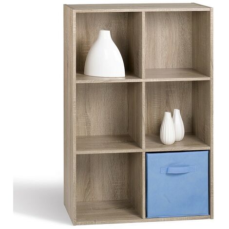 Calicosy – Étagère de rangement 6 cases H91,5 x L61,5 cm – Bois MDF clair – Design moderne pour salon, chambre ou bureau