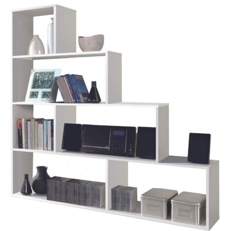Calicosy – Étagère escalier 6 cases en mélamine – Hauteur 145 cm, Largeur 145 cm, Profondeur 29 cm – Design moderne pour espaces optimisés
