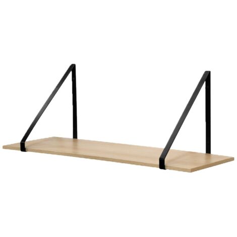 Calicosy – Étagère murale 1 niveau L 80 x P 29.5 x H 30 cm – Panneaux de particules et supports métal noir – Charge max 3 kg – Installation facile