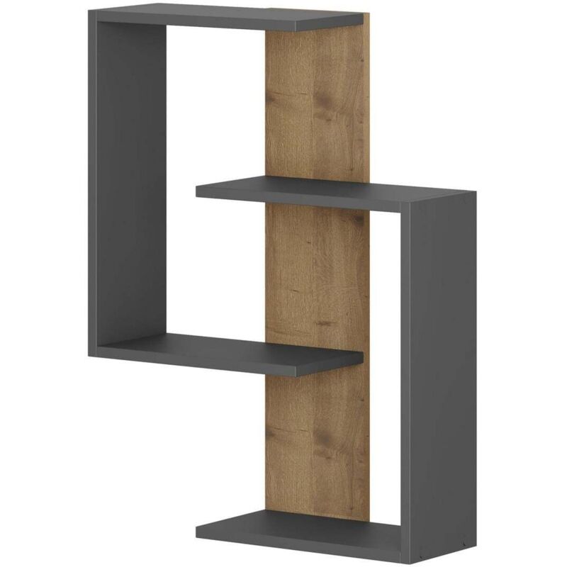 Calicosy - Etagère murale décor chêne et gris anthracite H85 cm - paranoid