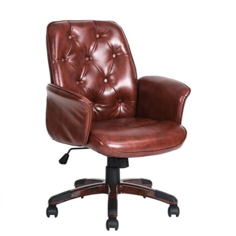 Chaise de bureau ergonomique vintage en cuir sans roulettes avec accou –  Sosiege