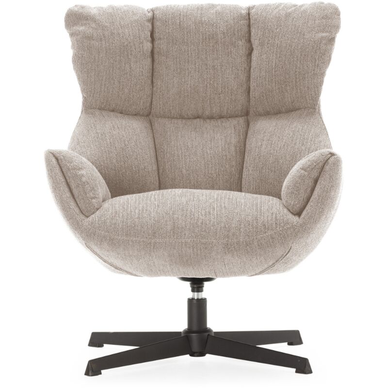 Fauteuil en tissu matelassé avec pieds en métal noir H89 cm - odette - Calicosy