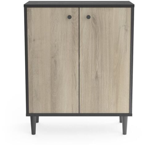 CALICOSY Kleines Sideboard mit 2 Türen in Holzoptik L61cm - ARTY