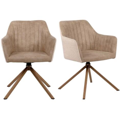 CALICOSY - Lot de 2 Chaises Beiges en Tissu Bouclette L60 cm - Ray
