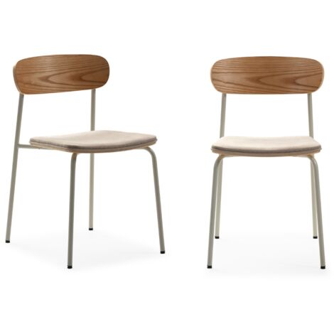 CALICOSY - Lot de 2 chaises en tissu avec pieds en métal L46 cm - ADRIANA