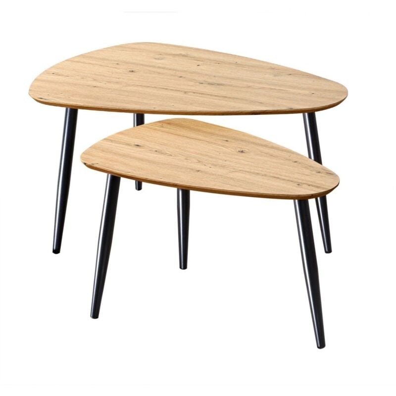 Lot de 2 Tables Gigognes avec Pieds en Métal - Calicosy