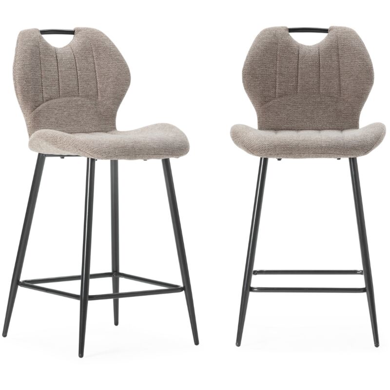 Lot de 2 tabourets en tissu avec pieds en métal noir H65 cm - muli - Calicosy