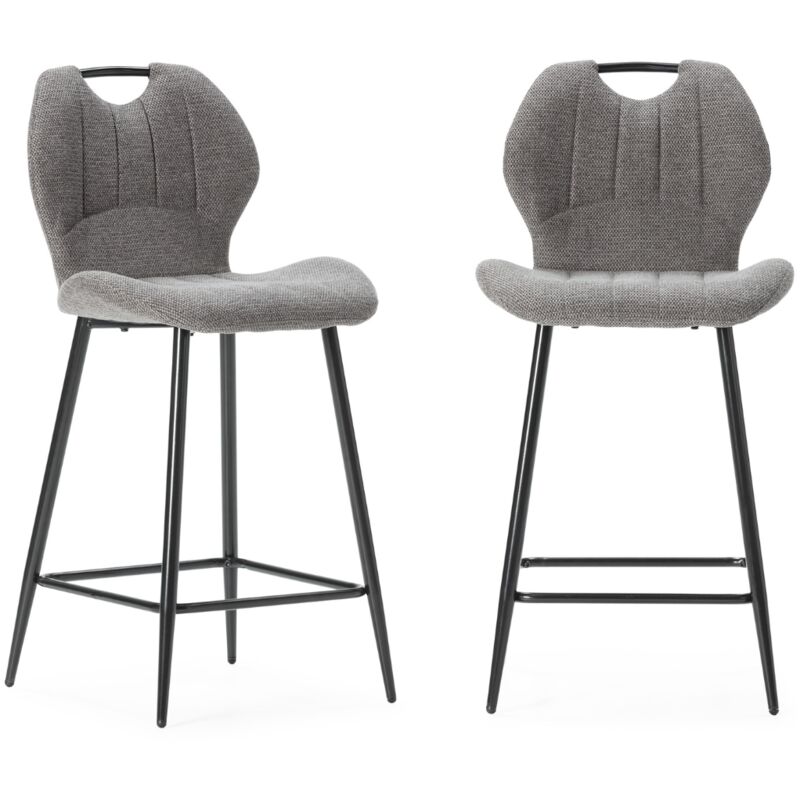 Lot de 2 tabourets en tissu avec pieds en métal noir H65 cm - muli - Calicosy