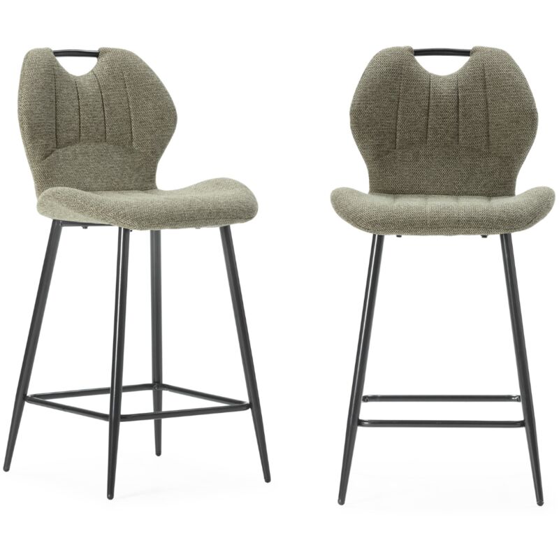 Lot de 2 tabourets en tissu avec pieds en métal noir H65 cm - muli - Calicosy