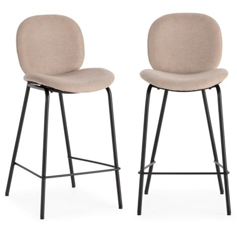CALICOSY - Lot de 2 tabourets en tissu avec pieds en métal noir L43 cm - CORI