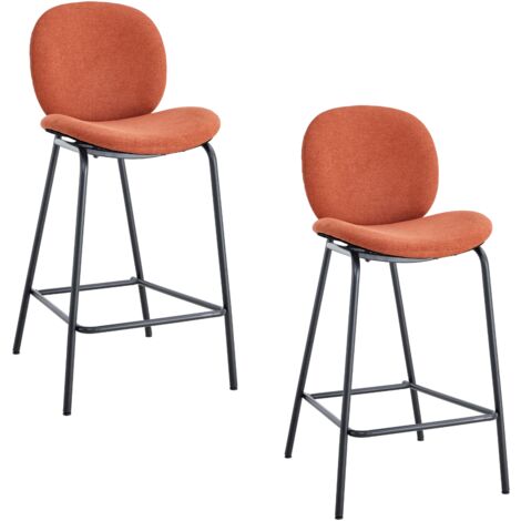 CALICOSY - Lot de 2 tabourets en tissu avec pieds en métal noir L43 cm - CORI
