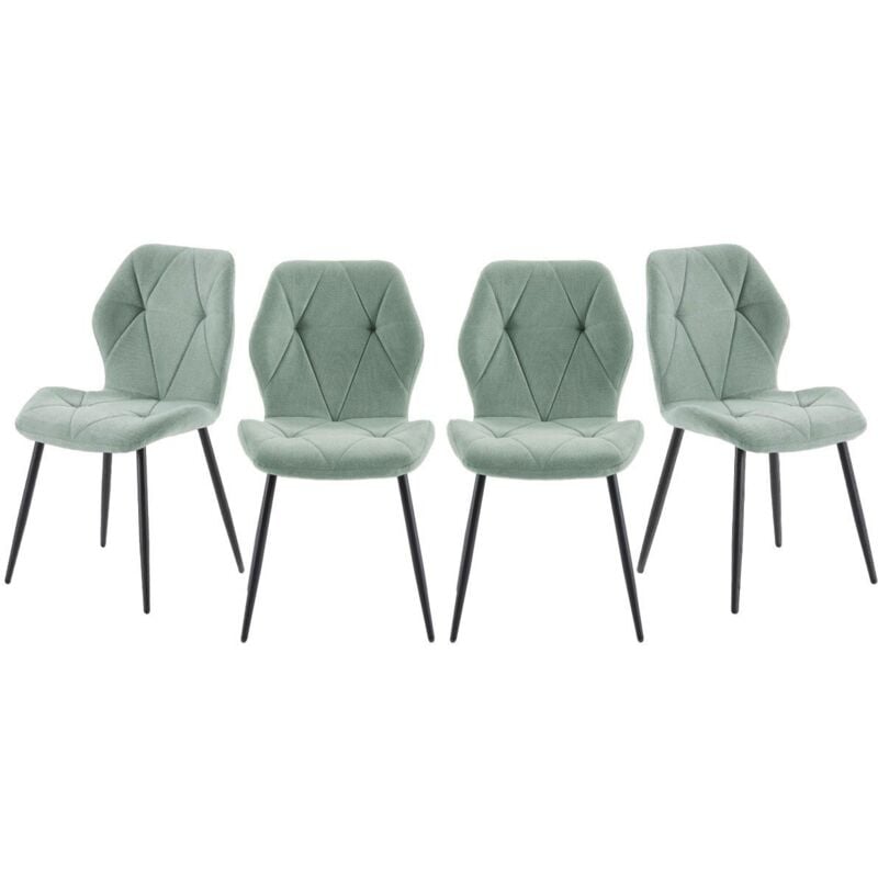 Calicosy - Lot de 4 chaises en tissu avec pieds en métal noir L47,5 cm - luna