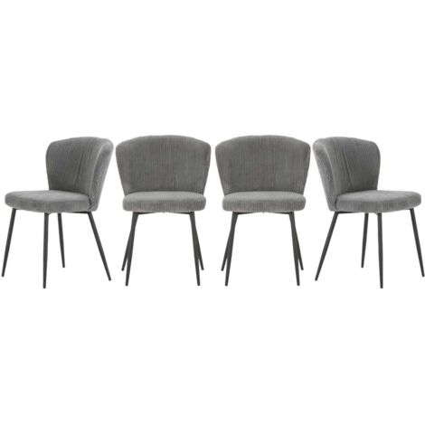 CALICOSY - Lot de 4 chaises en velours côtelé avec pieds en métal noir L47 cm - MEGAN
