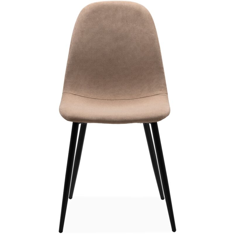 Calicosy - Lot de 4 chaises en velours côtelé beige avec structure métal noir L43 cm - anya