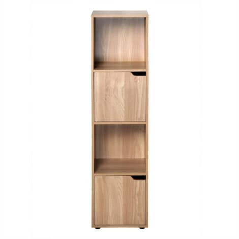 Calicosy – Meuble 4 cases en MDF 30.7x29x120 cm – 2 portes modulables pour rangement livres et objets décoratifs – Design contemporain