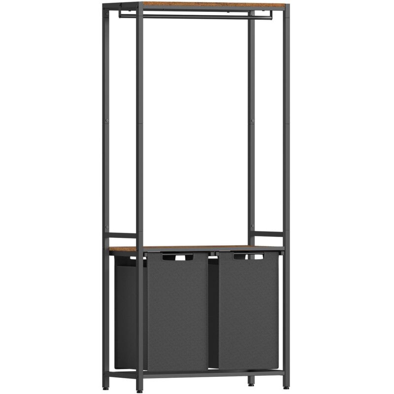 Meuble de rangement salle de bain avec panier à linge intégré - H175 cm - Calicosy