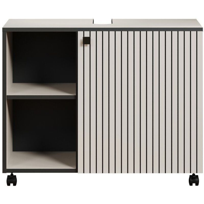 Calicosy - Meuble sous vasque sur roulettes 1 porte et 2 niches L80 cm - purebliss