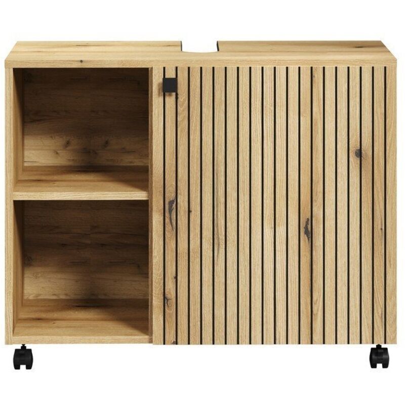 Calicosy - Meuble sous vasque sur roulettes 1 porte et 2 niches L80 cm - purebliss