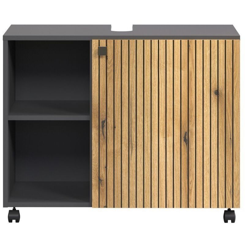 Calicosy - Meuble sous vasque sur roulettes 1 porte et 2 niches L80 cm - purebliss
