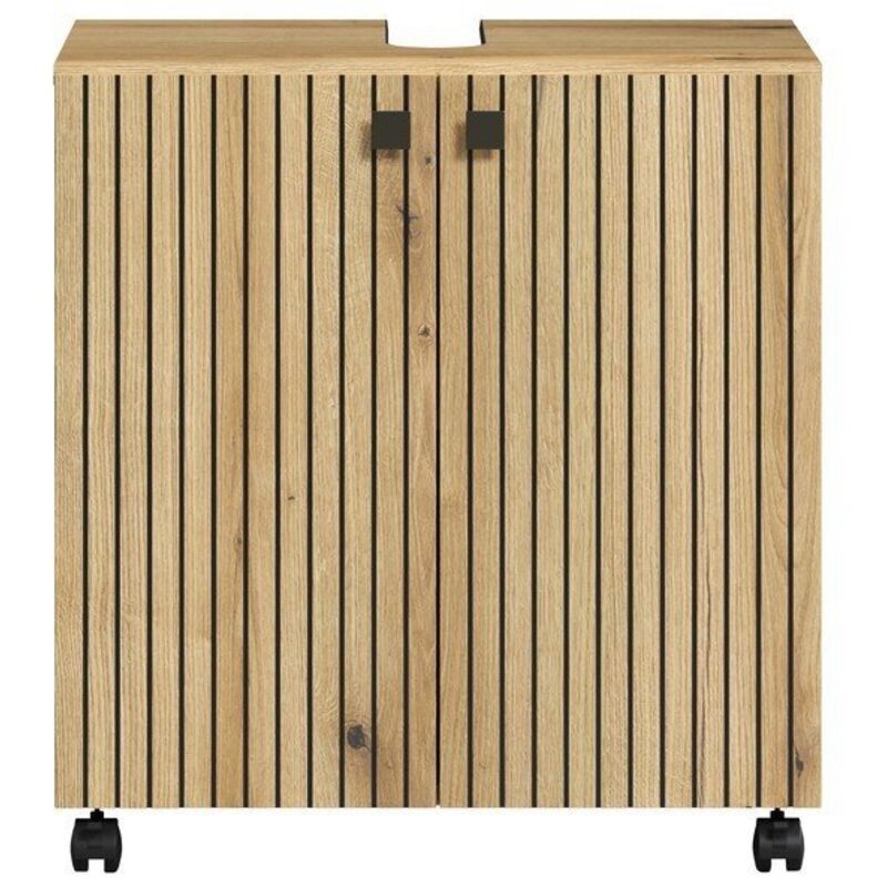 Meuble sous vasque sur roulettes 2 portes L60 cm - purebliss - Calicosy