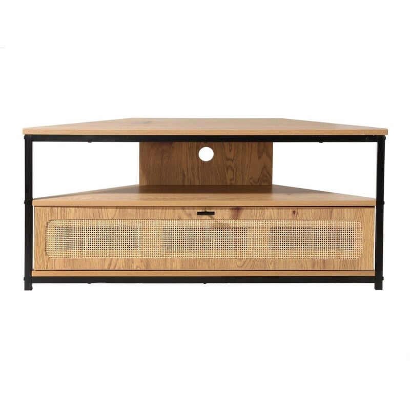 Meuble tv d'Angle 1 Porte avec Cannage Rotin L100 cm - jaya - Calicosy